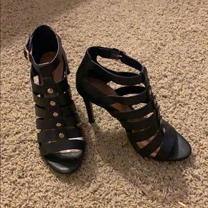 Aldo black open toe pumps